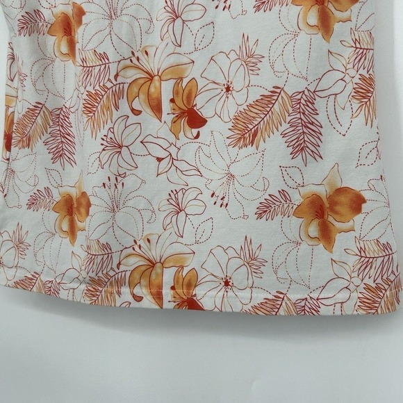 Vintage Y2K Faded Glory Floral Tank Top White Orange Built In Bra Stretch Size M - Picture 7 of 9